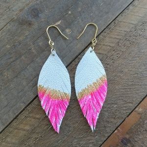 Leather Feather Earrings